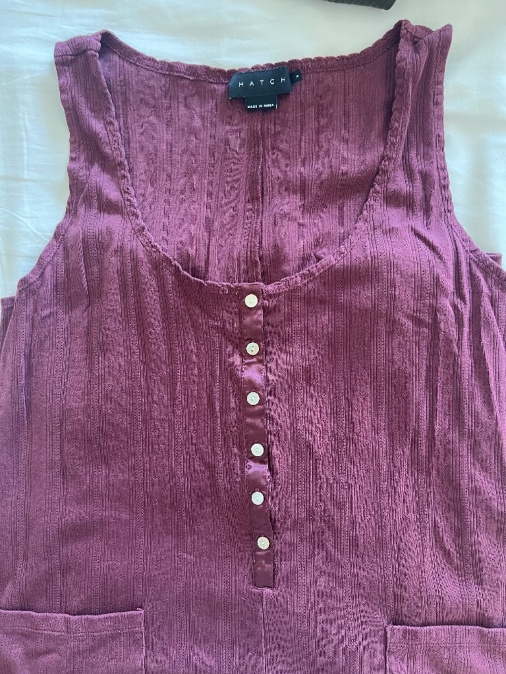 Hatch Romper in Burgundy Pointelle